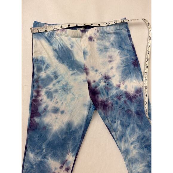 Bohemian Island Bell Bottom Pants Tie Dye Blue Purple Boho Unique 70s Small - Picture 2 of 8